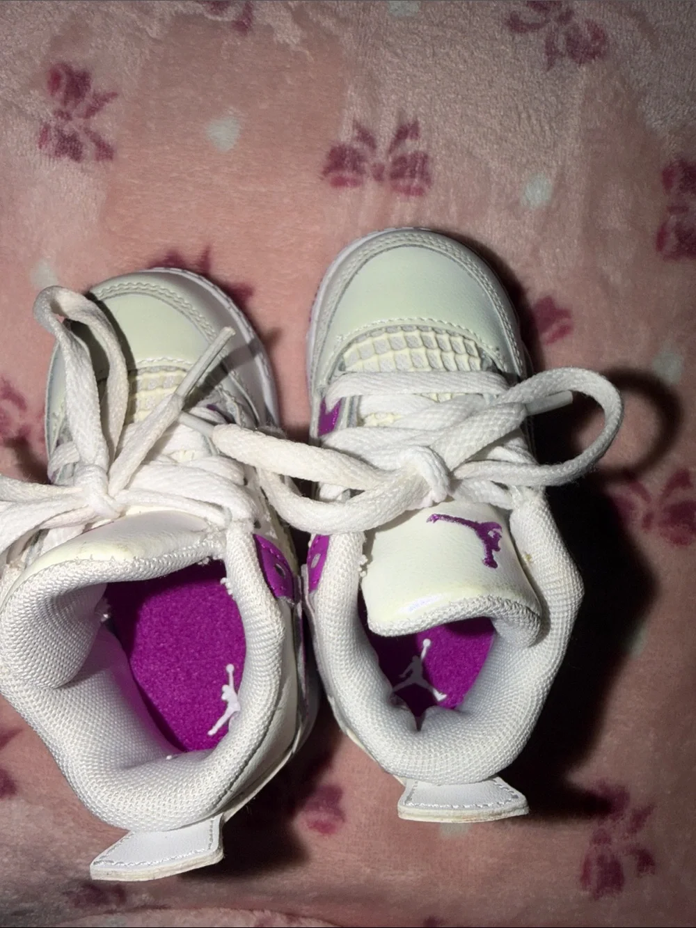 Jordan Baby Sneakers in White with Purple Accents